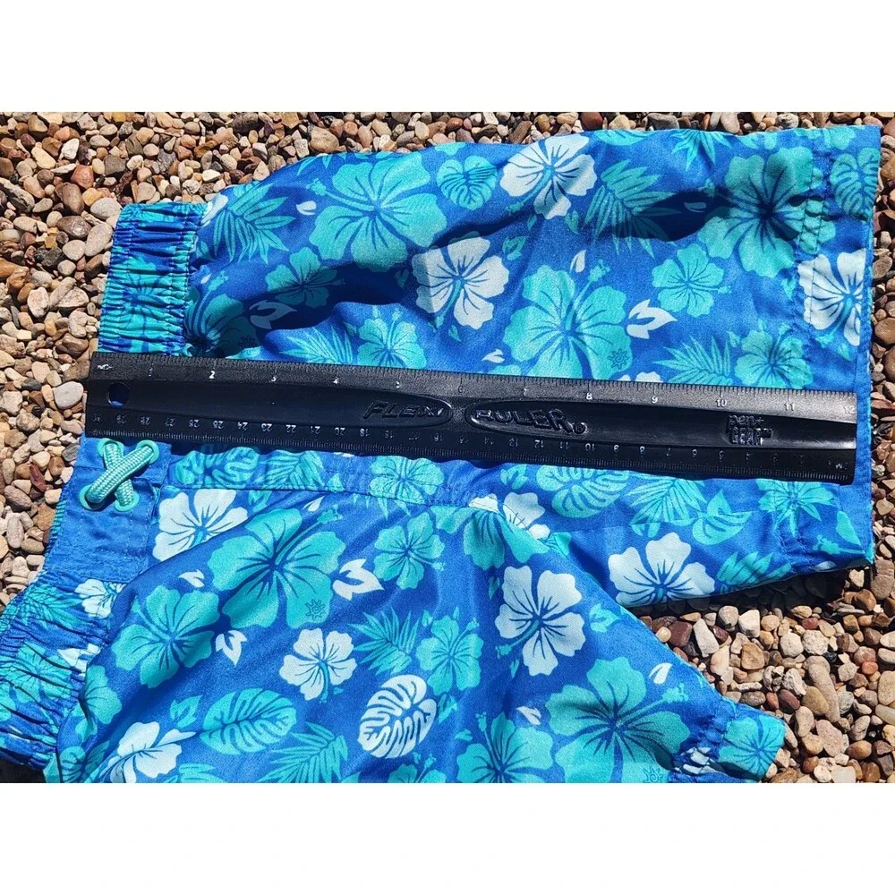UV SKINZ Boys 2 Piece Tropical Swim Set Blue Hawaiian Floral 4T UPF 50+ Swimwear